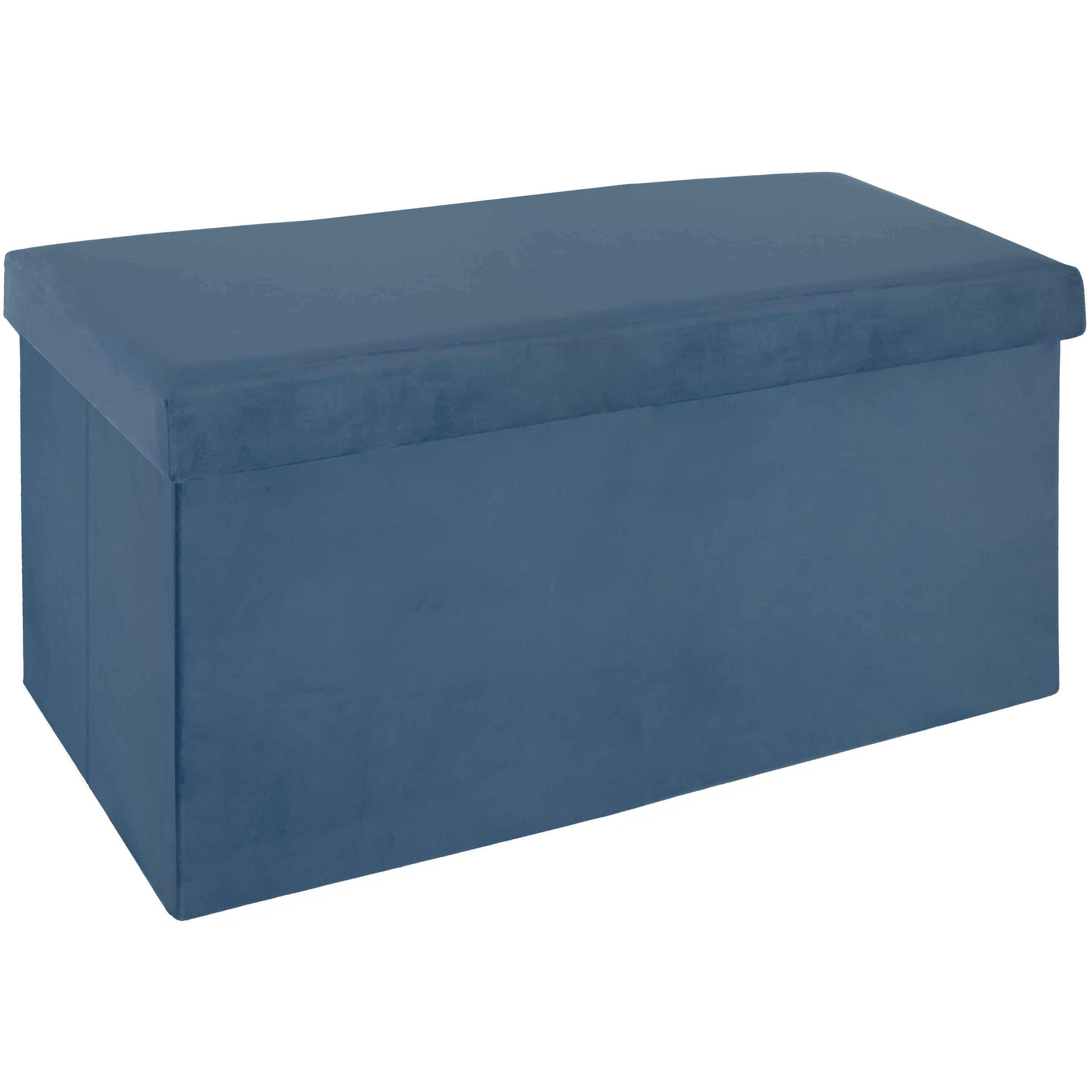 Atmosphera Poef-hocker-voetenbankje opbergbox blauw PO-MDF 76 x 38 x 38 cm