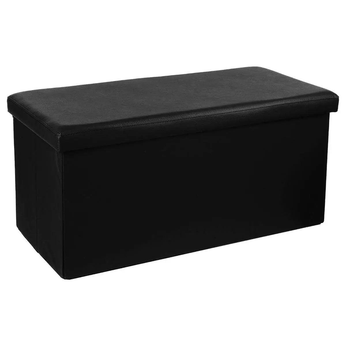 Atmosphera Poef-hocker-voetenbankje opbergbox zwart PU-MDF 76 x 38 x 38 cm
