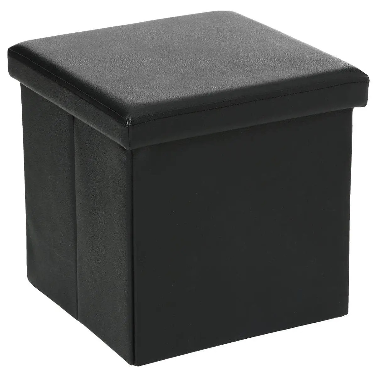 Atmosphera Poef-Hocker-voetenbankje opbergbox zwart pvc-mdf 38 x 38 cm