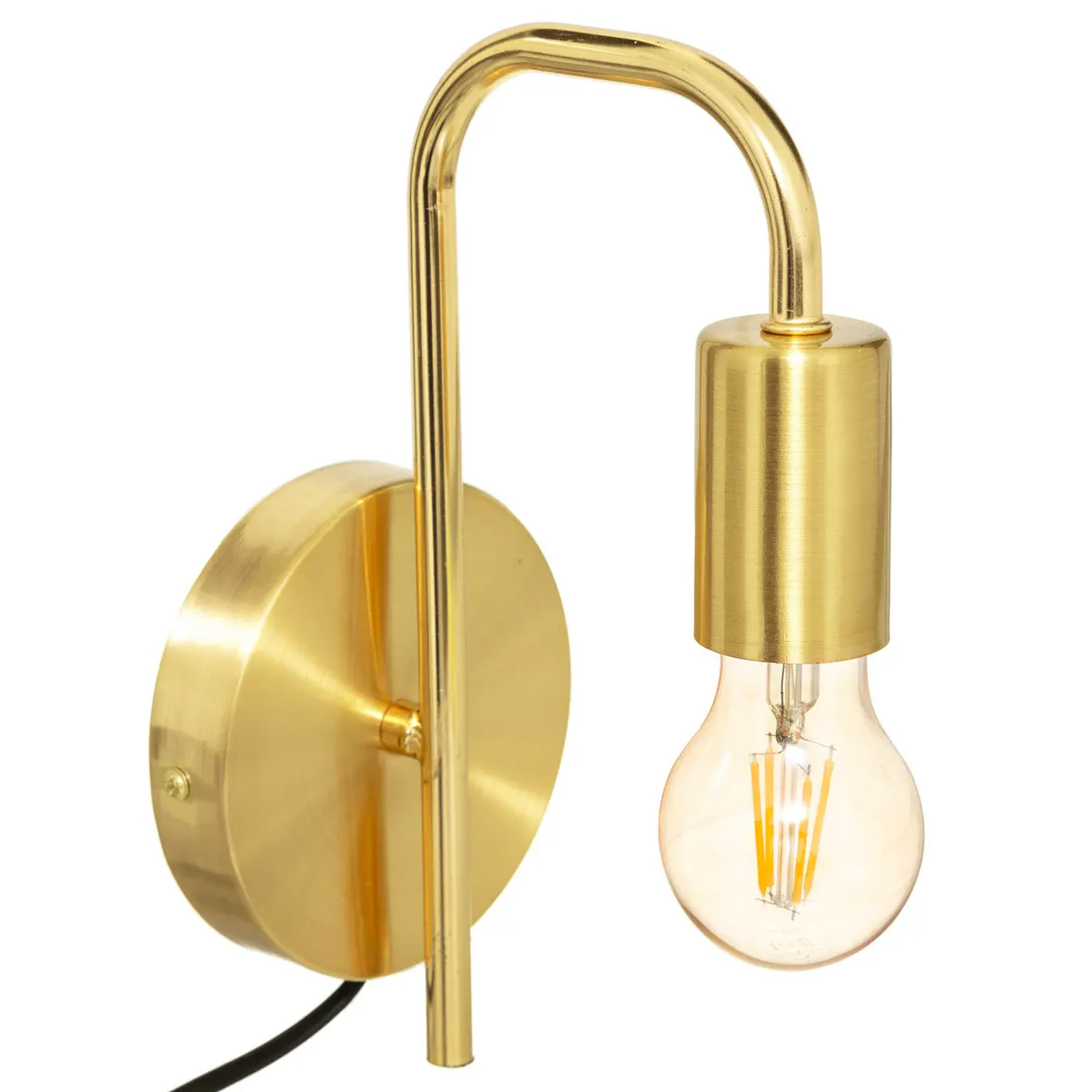 Atmosphera wandlamp 12 x 25 cm goud kleur E27 fitting muur montage metaal