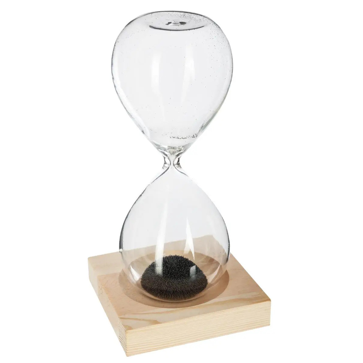 Atmosphera Zandloper cilinder decoratie of tijdsmeting 1 minuten zwart zand H15 cm glas-hout