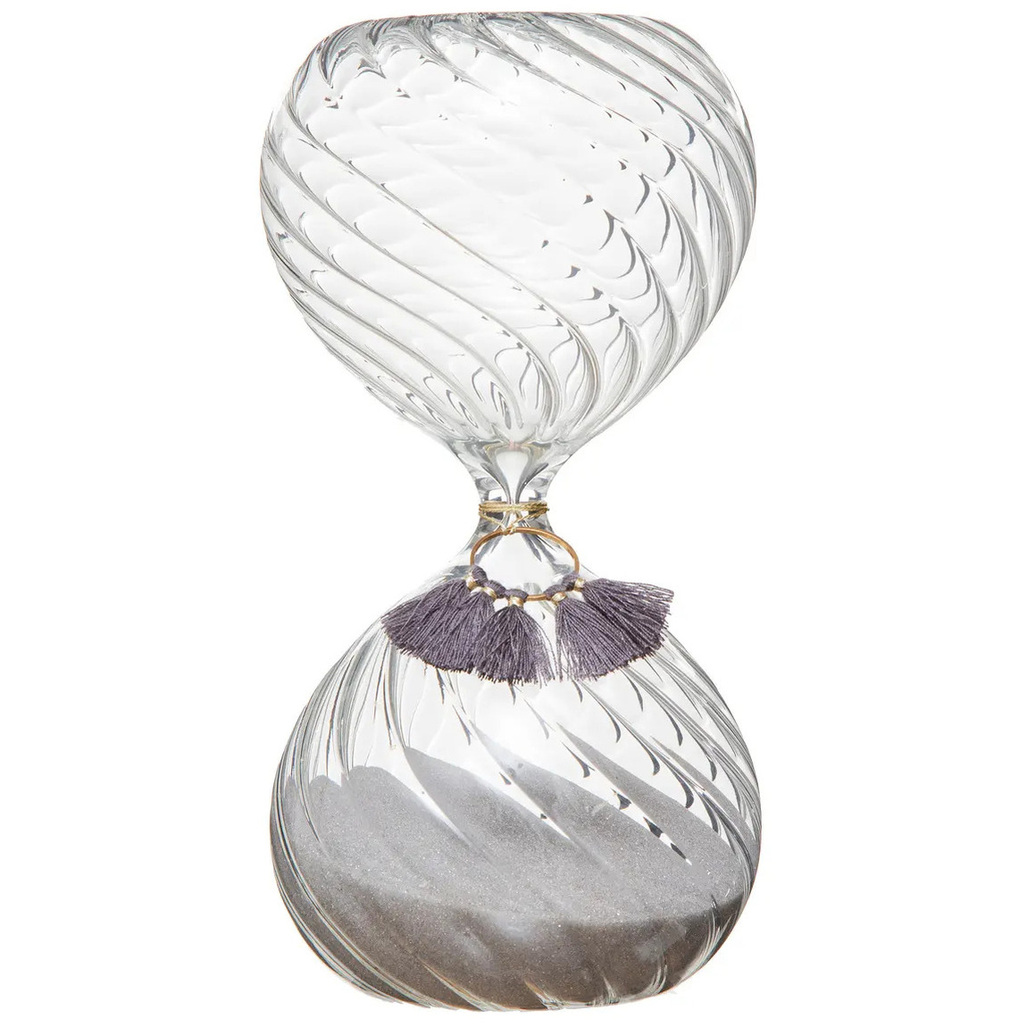 Atmosphera Zandloper cilinder decoratie of tijdsmeting 20 minuten grijs zand H18 cm glas