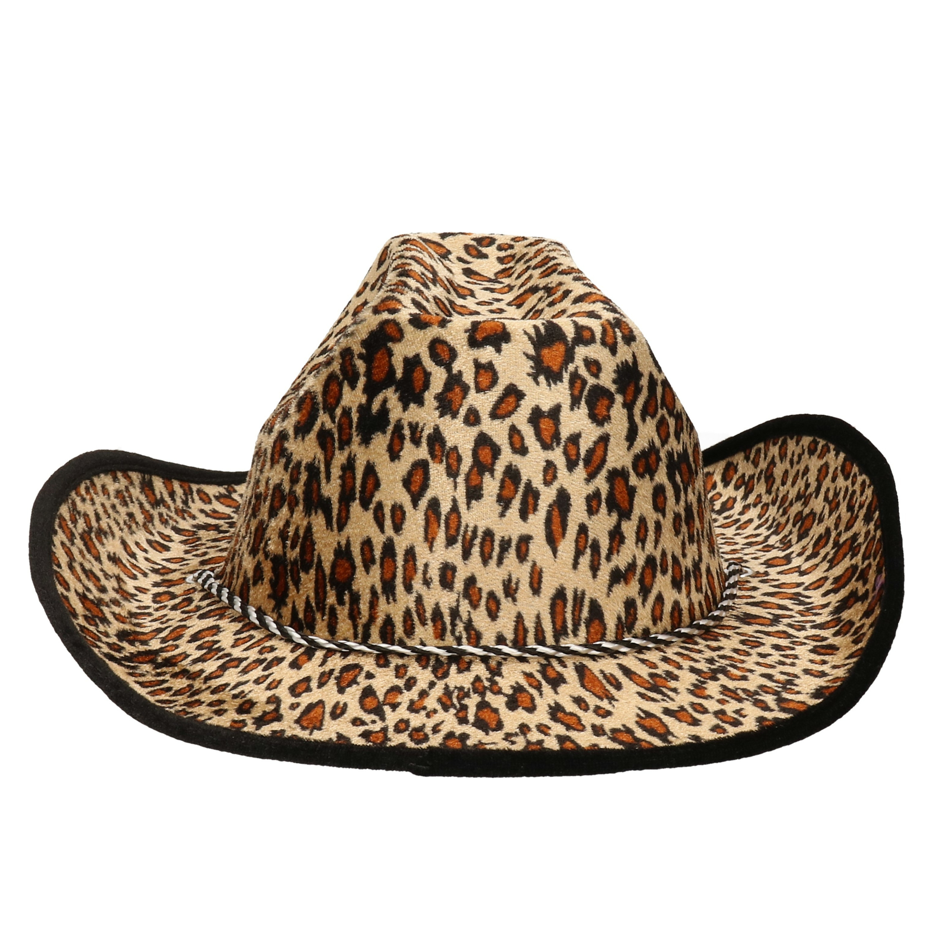 Atosa Carnaval verkleed Cowboy hoed Leopard lichtbruin volwassenen Luipaard print