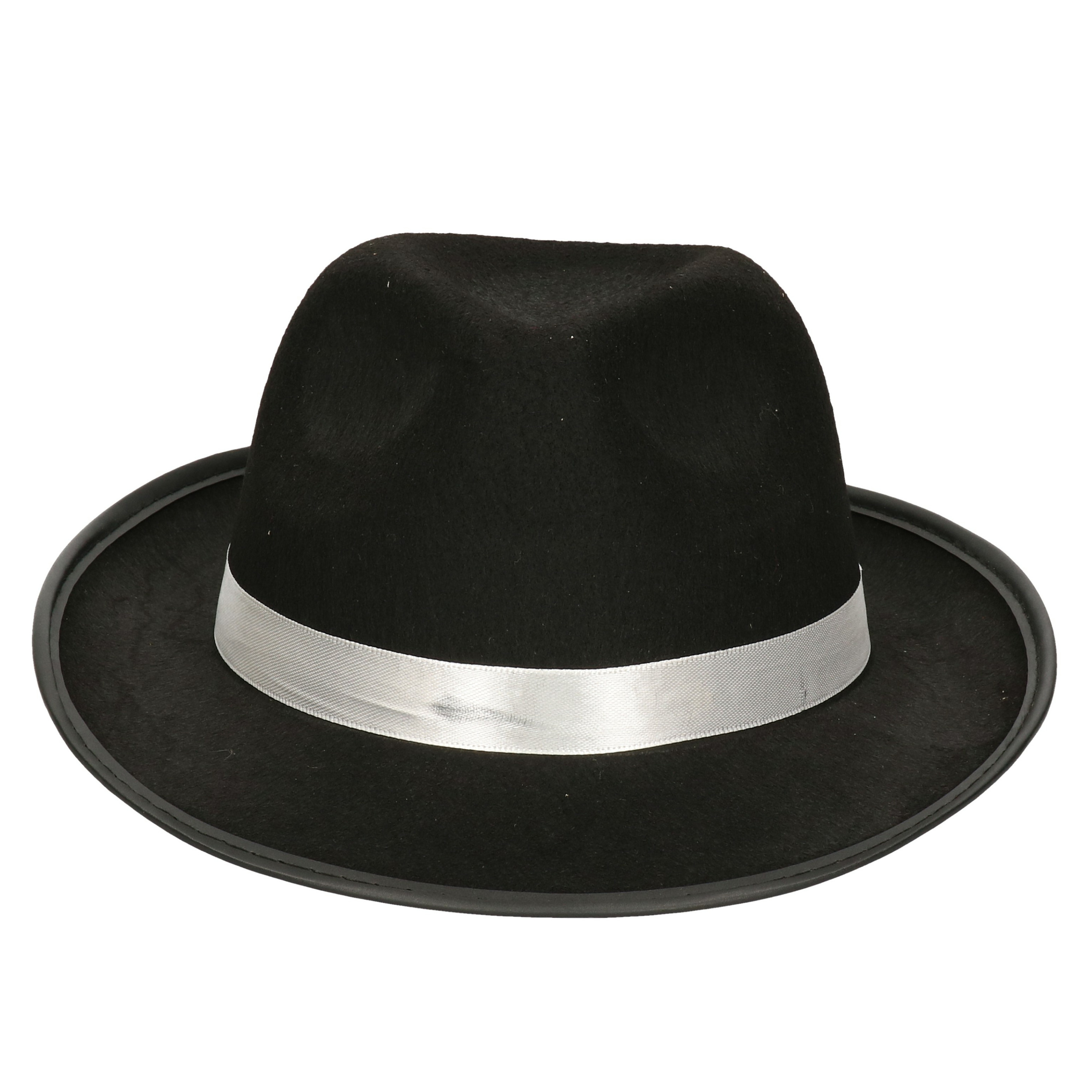 Atosa Carnaval verkleed hoed voor een Maffia-gangster zwart polyester heren-dames