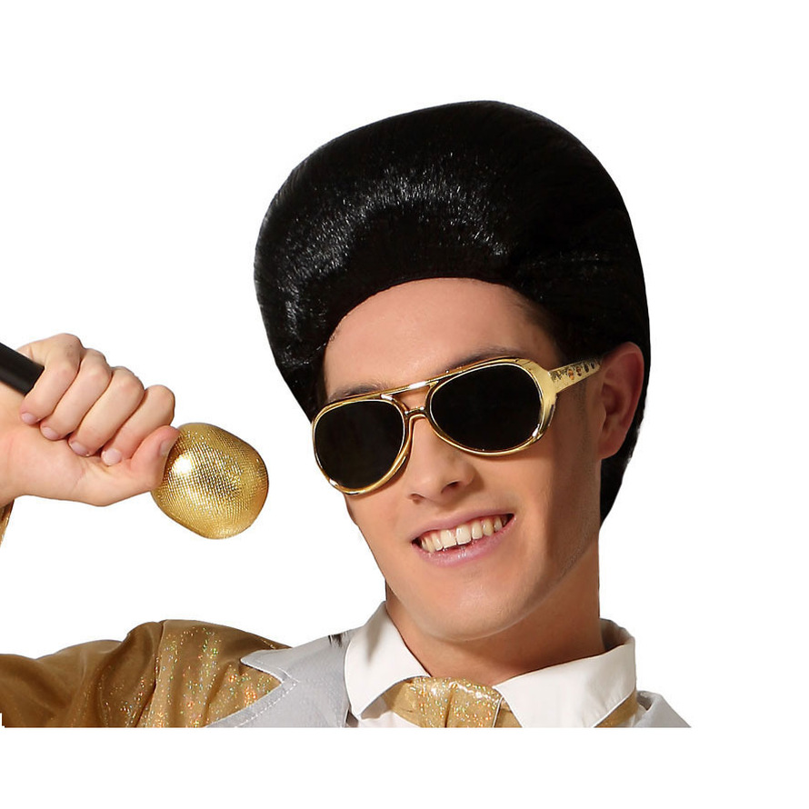 Atosa Verkleed bril Elvis-rockster goud kunststof thema accessoires