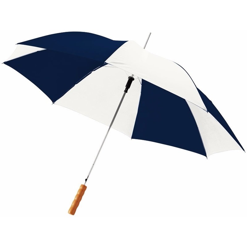 Automatische blauwe-witte paraplu 82 cm