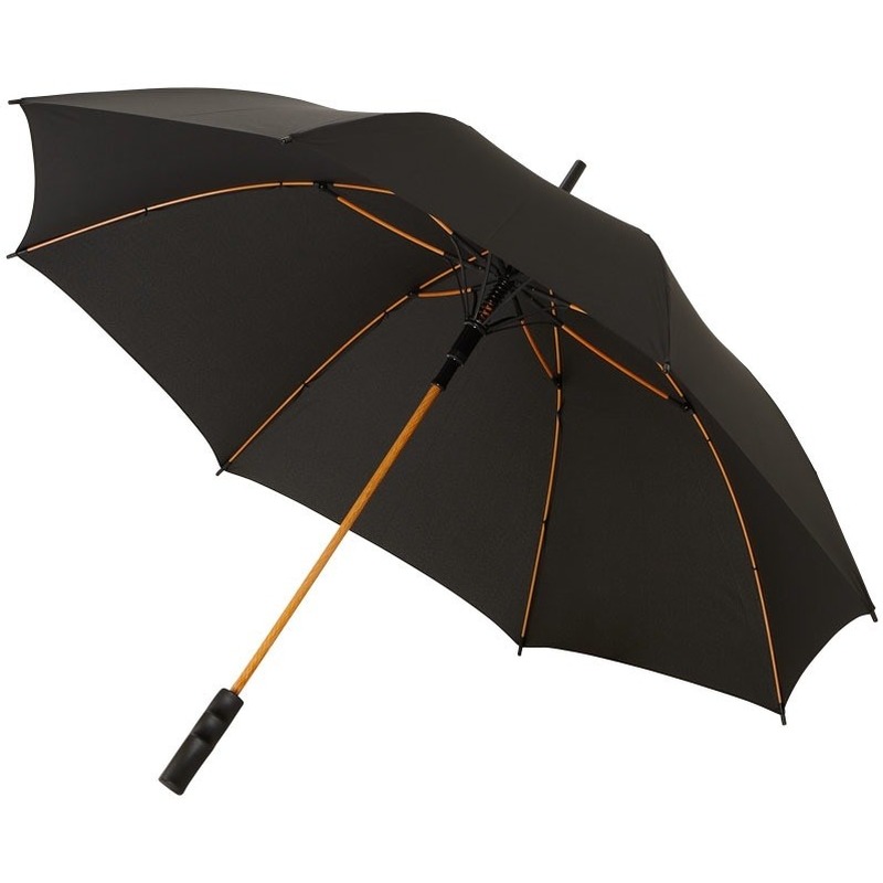 Automatische zwart-oranje stormparaplu 80 cm