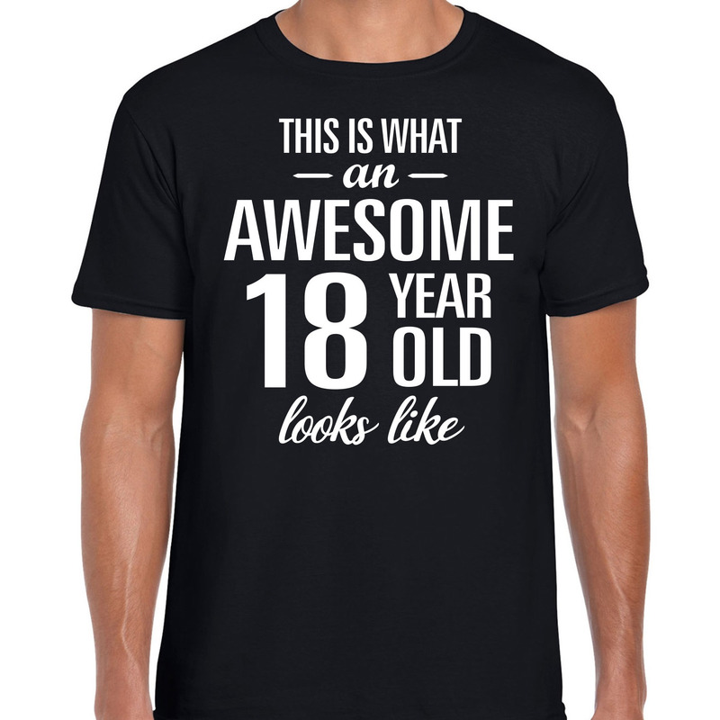 Awesome 18 year-verjaardag cadeau t-shirt zwart voor heren