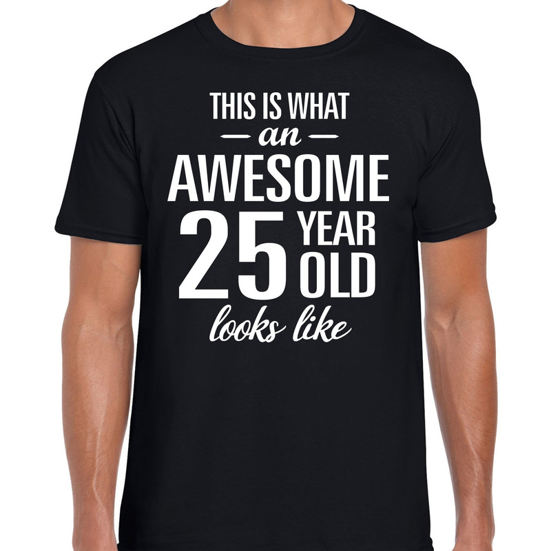 Awesome 25 year-verjaardag cadeau t-shirt zwart voor heren