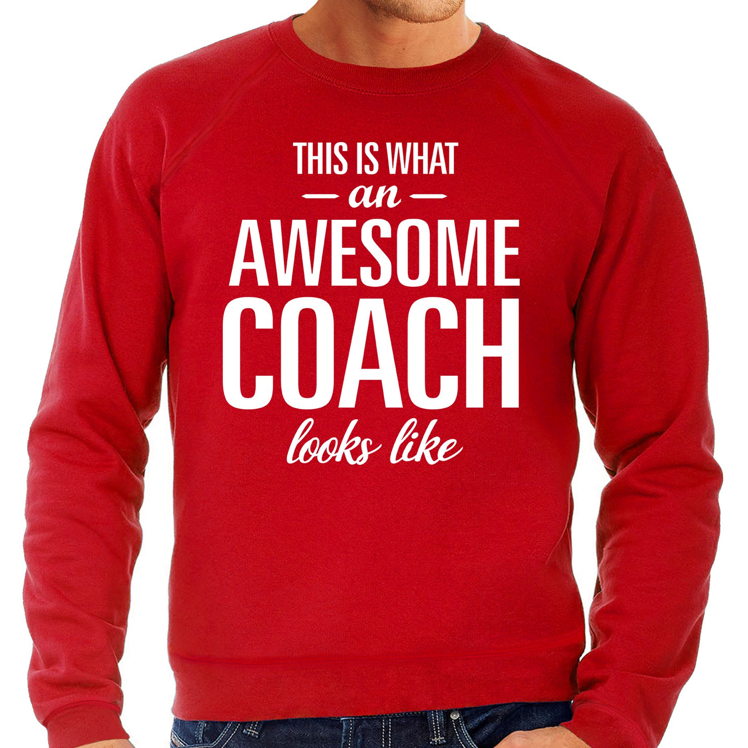 Awesome Coach-trainer cadeau sweater rood voor heren