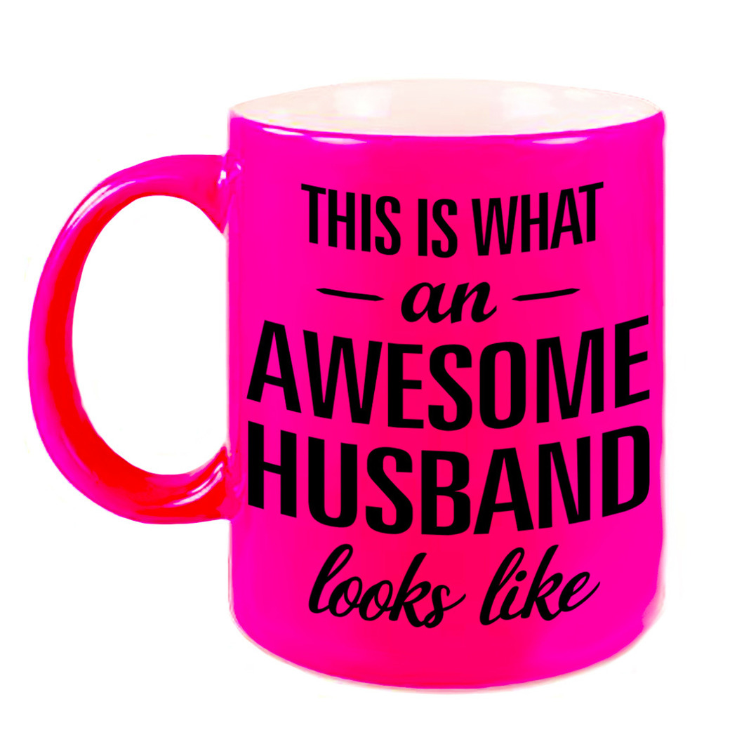 Awesome husband-echtgenoot fluor roze cadeau mok-verjaardag beker 330 ml
