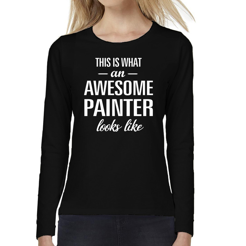 Awesome Painter-schilder cadeau shirt zwart voor dames