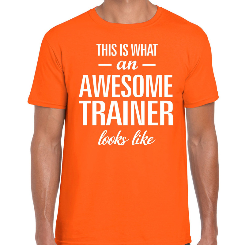 Awesome trainer fun t-shirt oranje voor heren bedankt cadeau voor een trainer