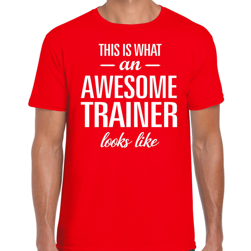 Awesome trainer fun t-shirt rood voor heren bedankt cadeau voor een trainer