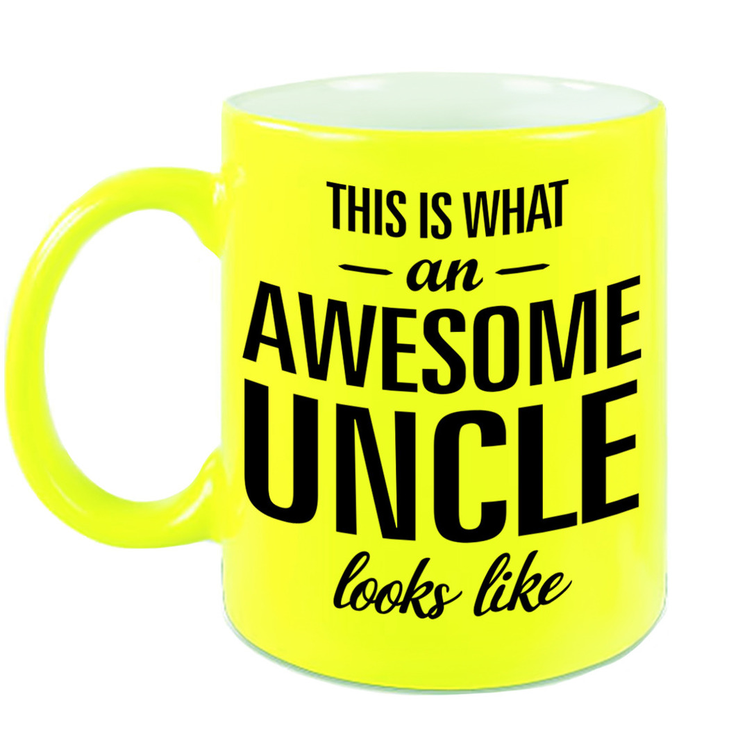 Awesome uncle-oom fluor gele cadeau mok-verjaardag beker 330 ml