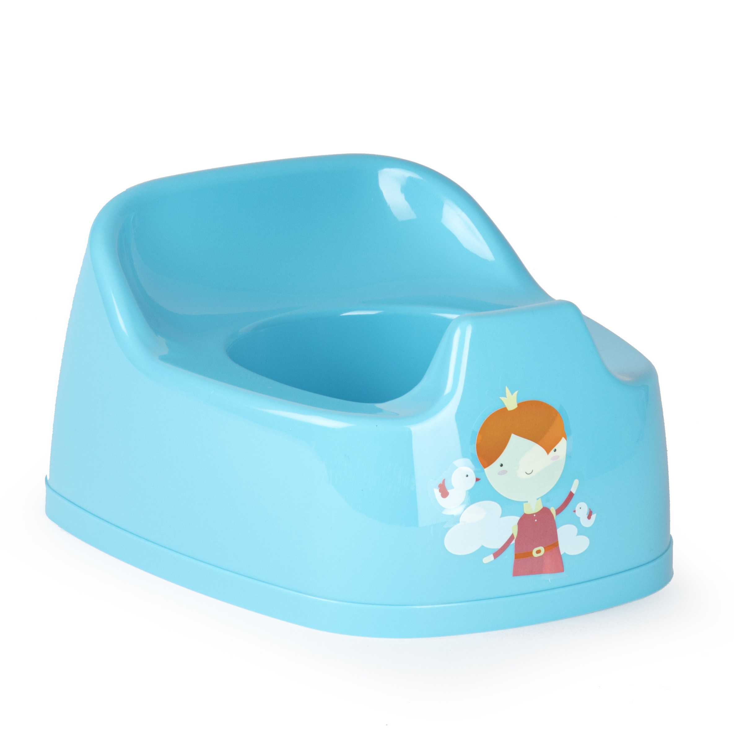 Baby-peuter plaspotje-wc potje blauw met willekeurige afbeelding op sticker 27 cm