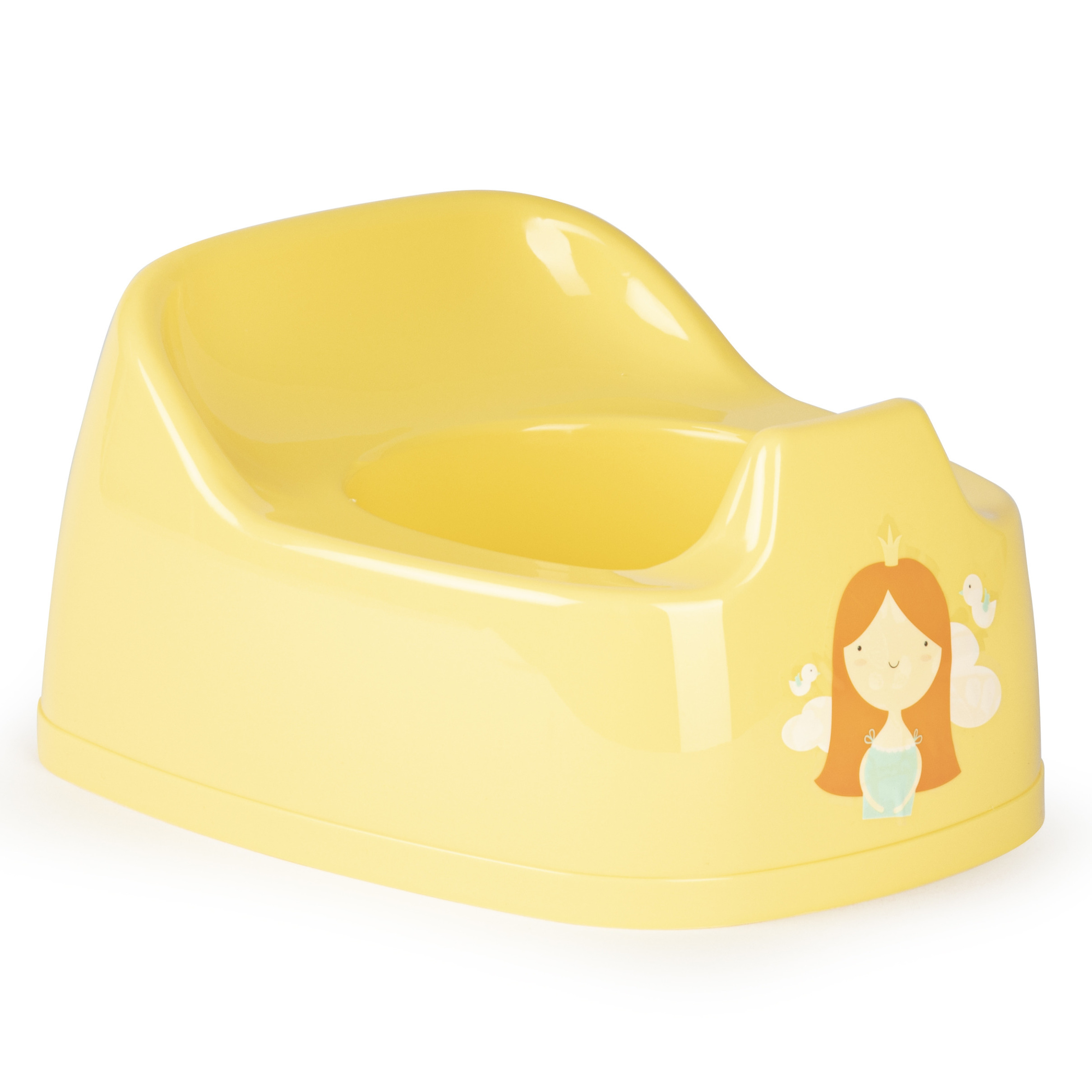 Baby-peuter plaspotje-wc potje geel met willekeurige afbeelding op sticker 27 cm