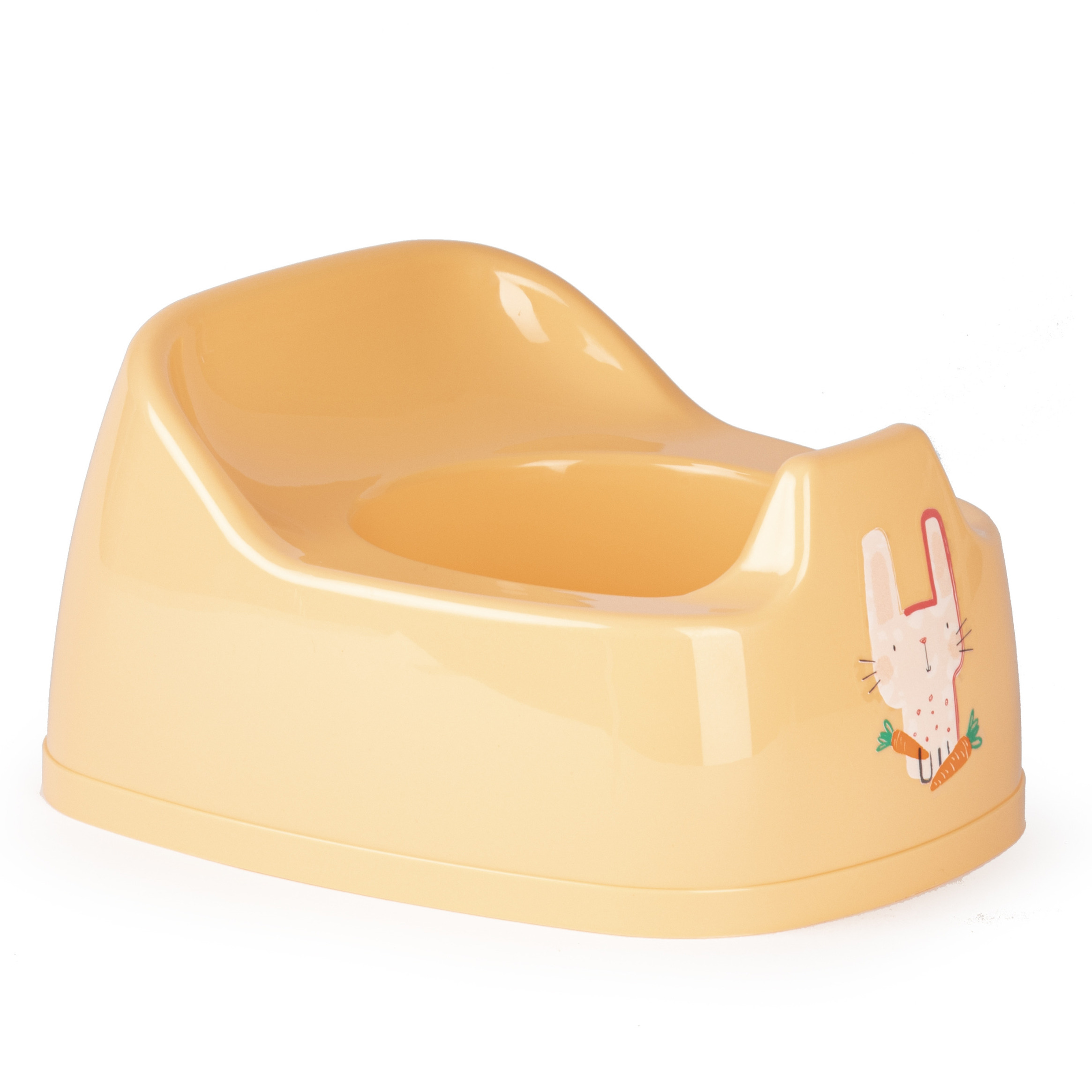 Baby-peuter plaspotje-wc potje oranje met willekeurige afbeelding op sticker 27 cm