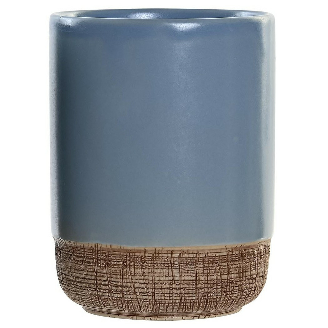 Badkamer tandenborstelhouder-drinkbeker polystone korenblauw 8 x 10 cm