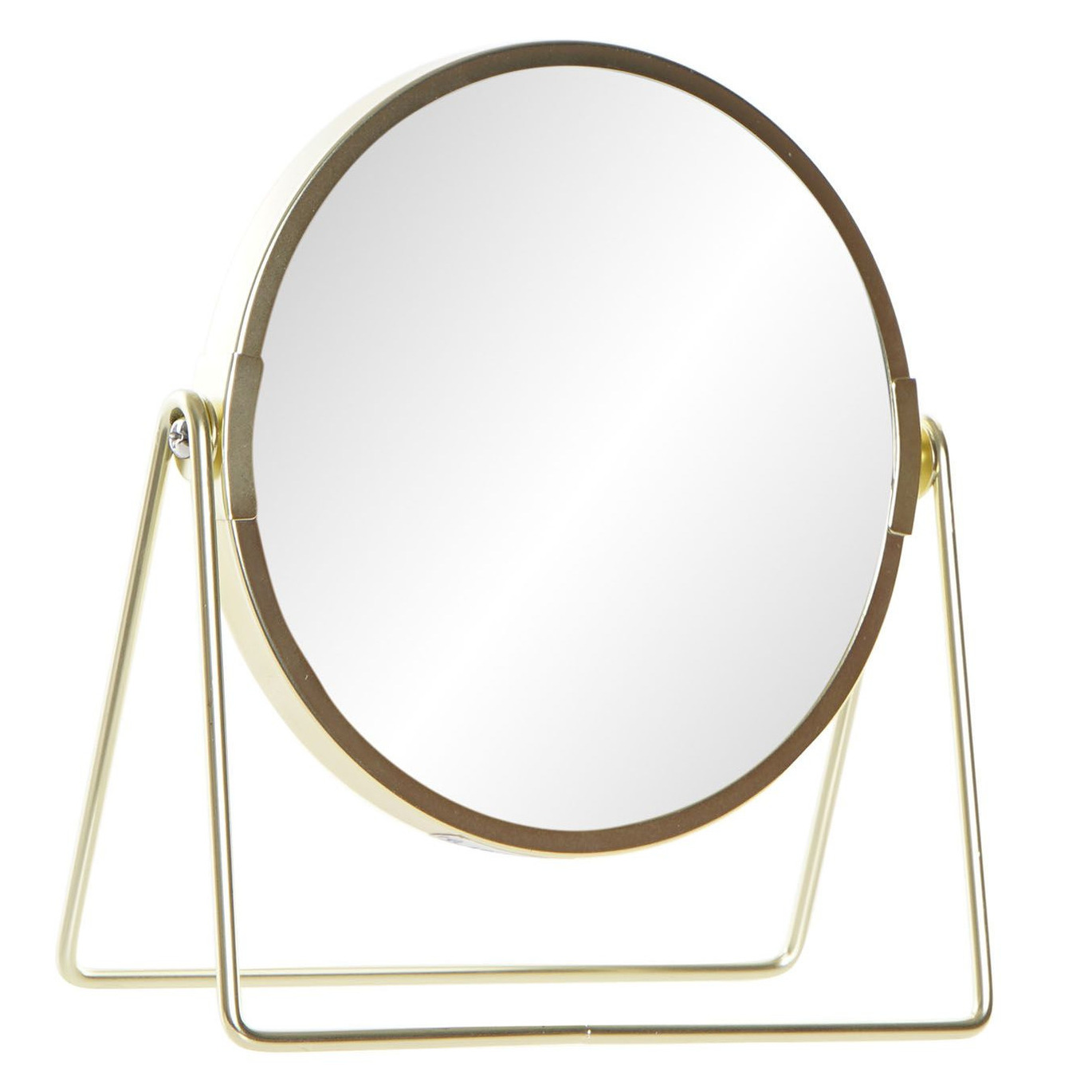 Badkamerspiegel-make-up spiegel rond dubbelzijdig RVS goud D15 x H21 cm