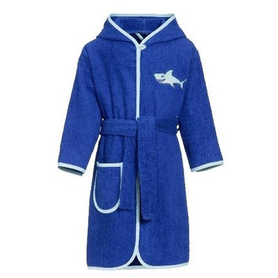 Badstof kinder badjassen/ochtendjassen blauw voor jongens