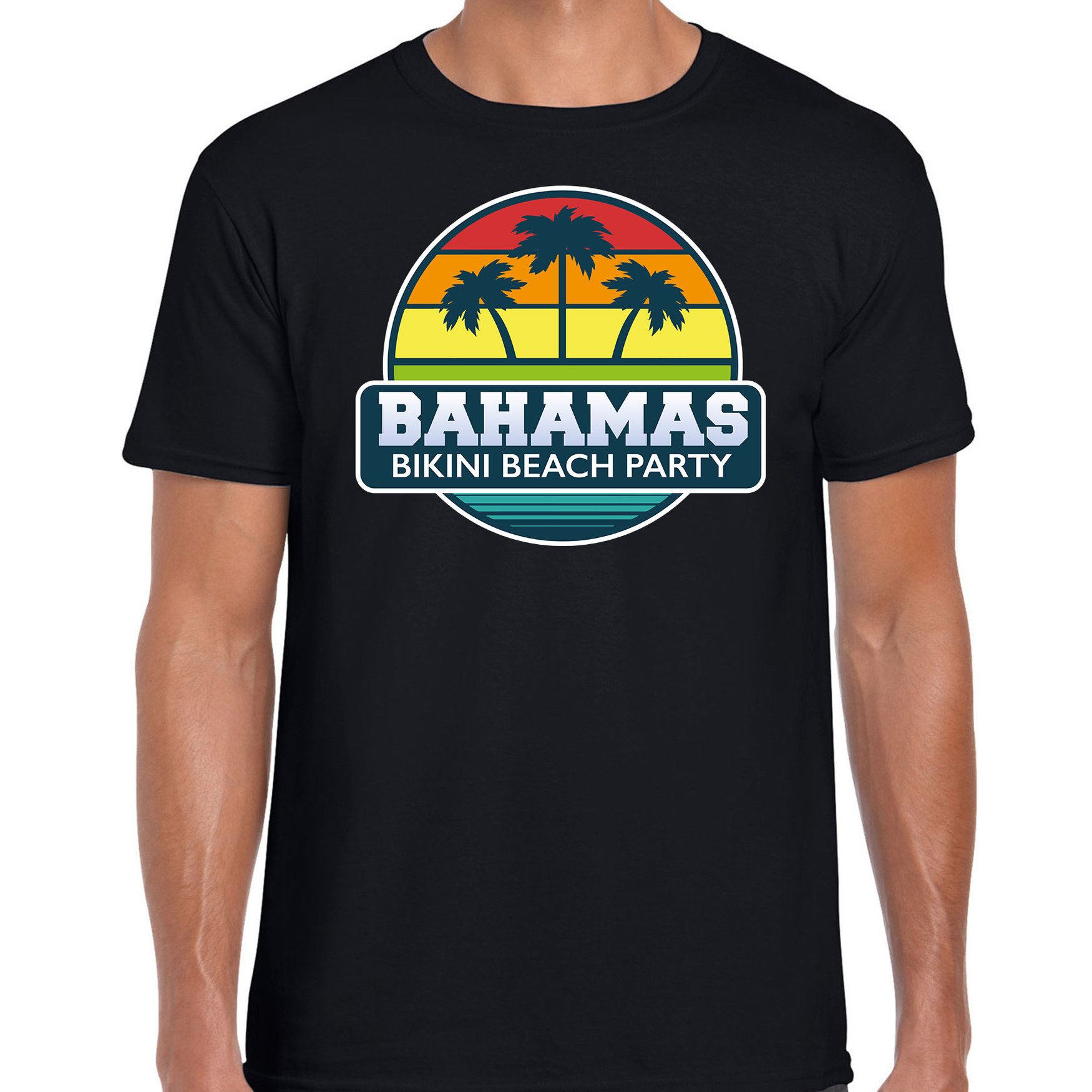 Bahamas bikini beach party shirt beach-strandfeest vakantie outfit-kleding zwart voor heren