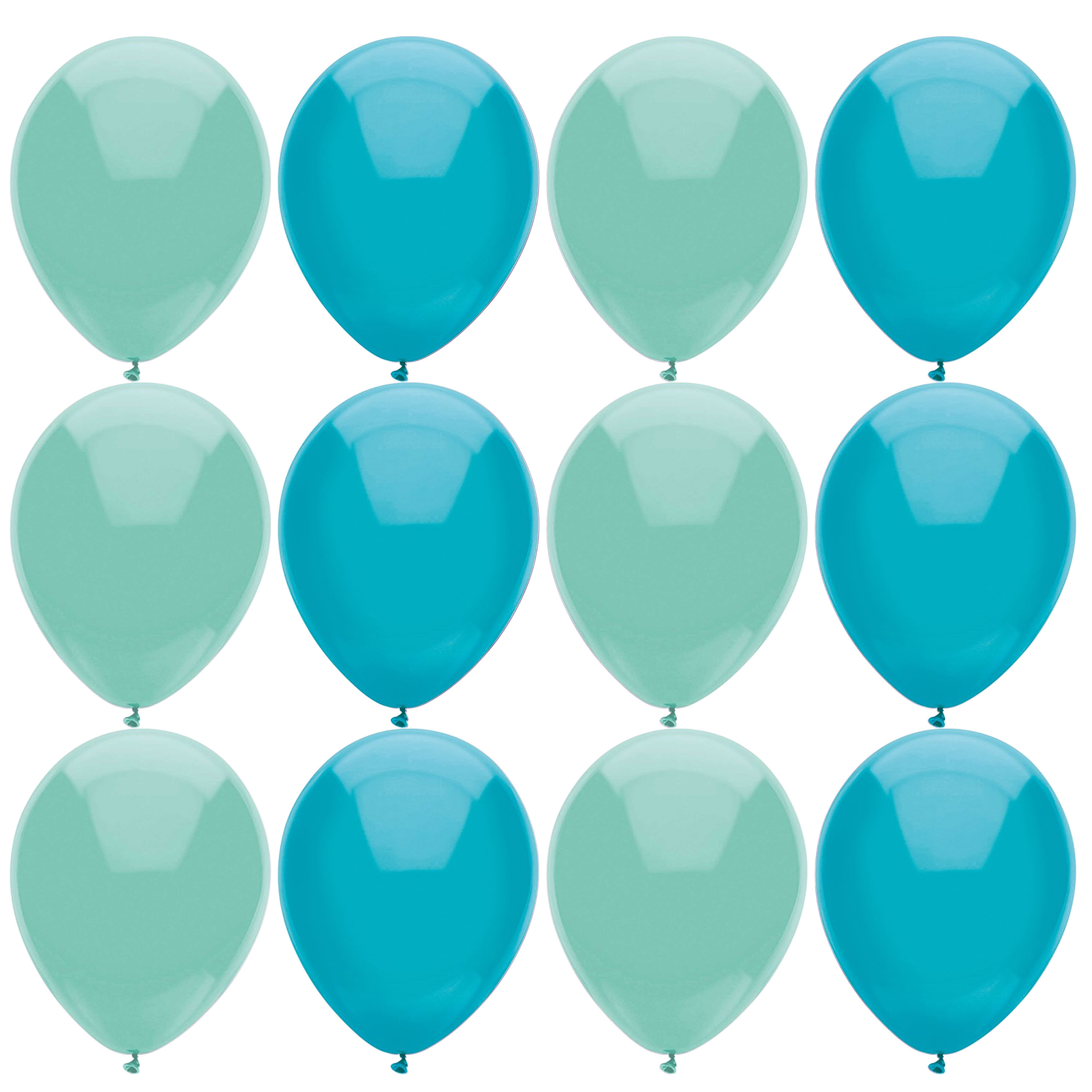 Ballonnen verjaardag-thema feest 200x stuks mintgroen-turquoise