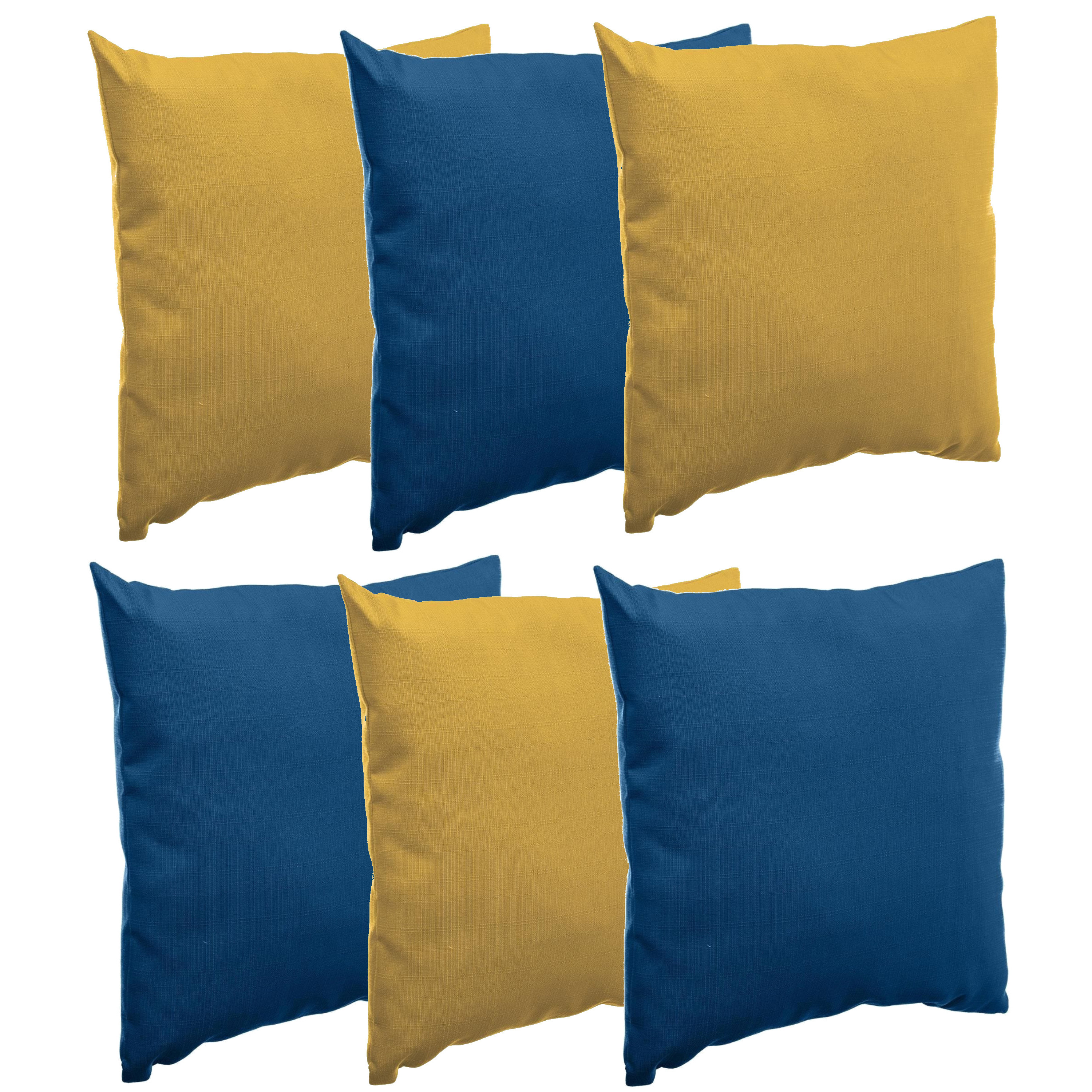 Bank-sier-tuin kussens voor binnen-buiten set 6x stuks geel-blauw 40 x 40 cm