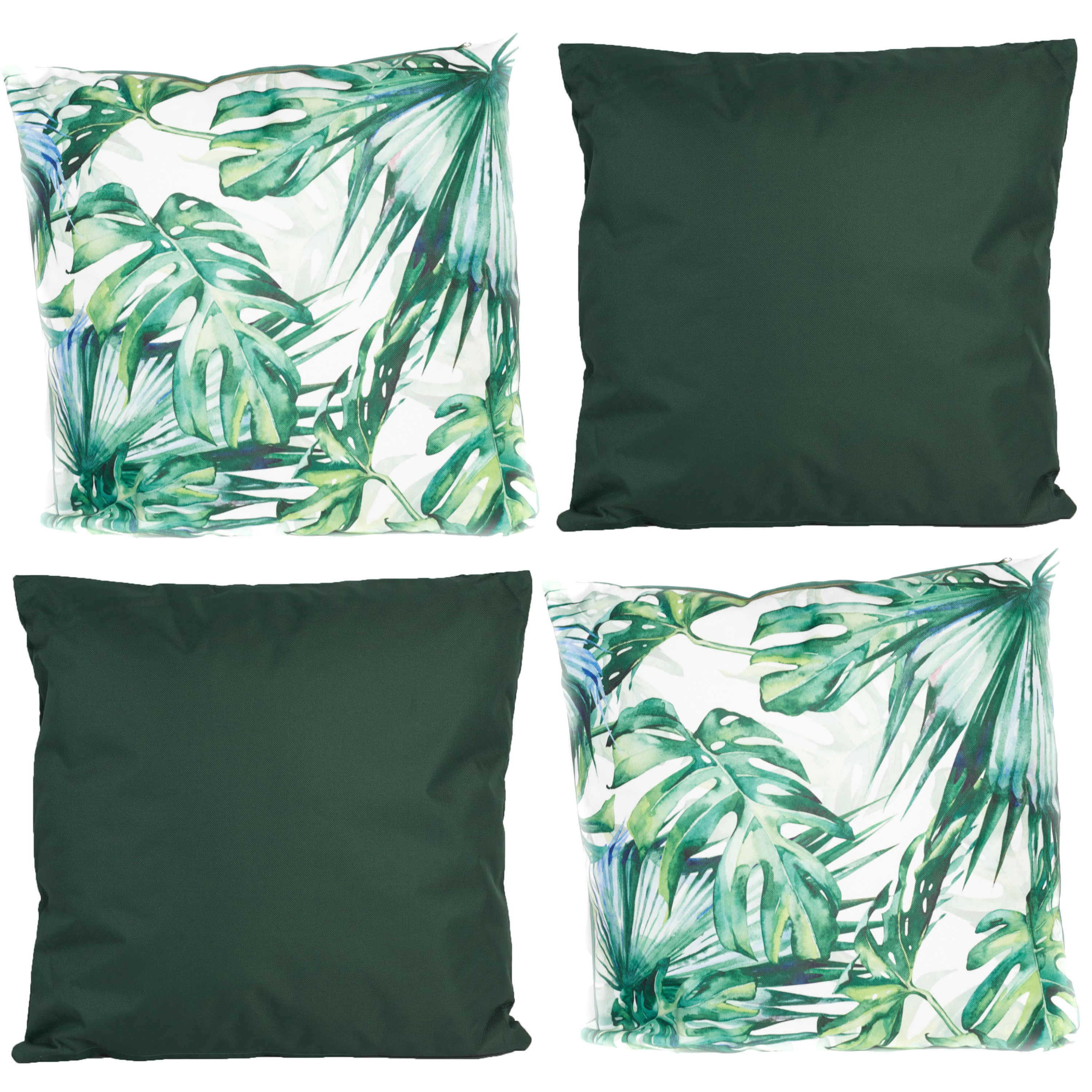 Bank-tuin kussens set binnen-buiten 4x stuks groen-print In een 2 kleuren mix