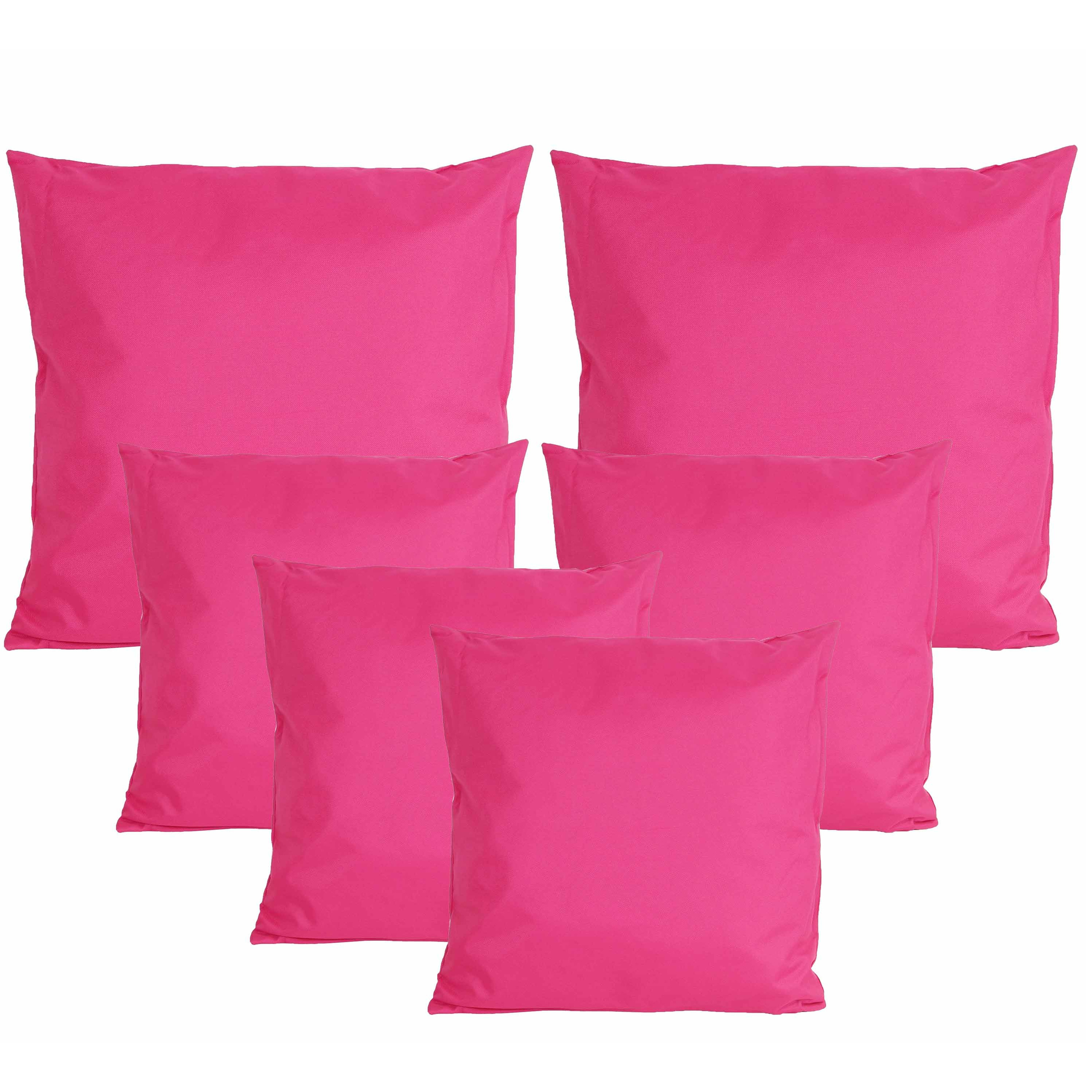 Bank-tuin kussens set binnen-buiten 6x stuks fuchsia roze In 2 formaten