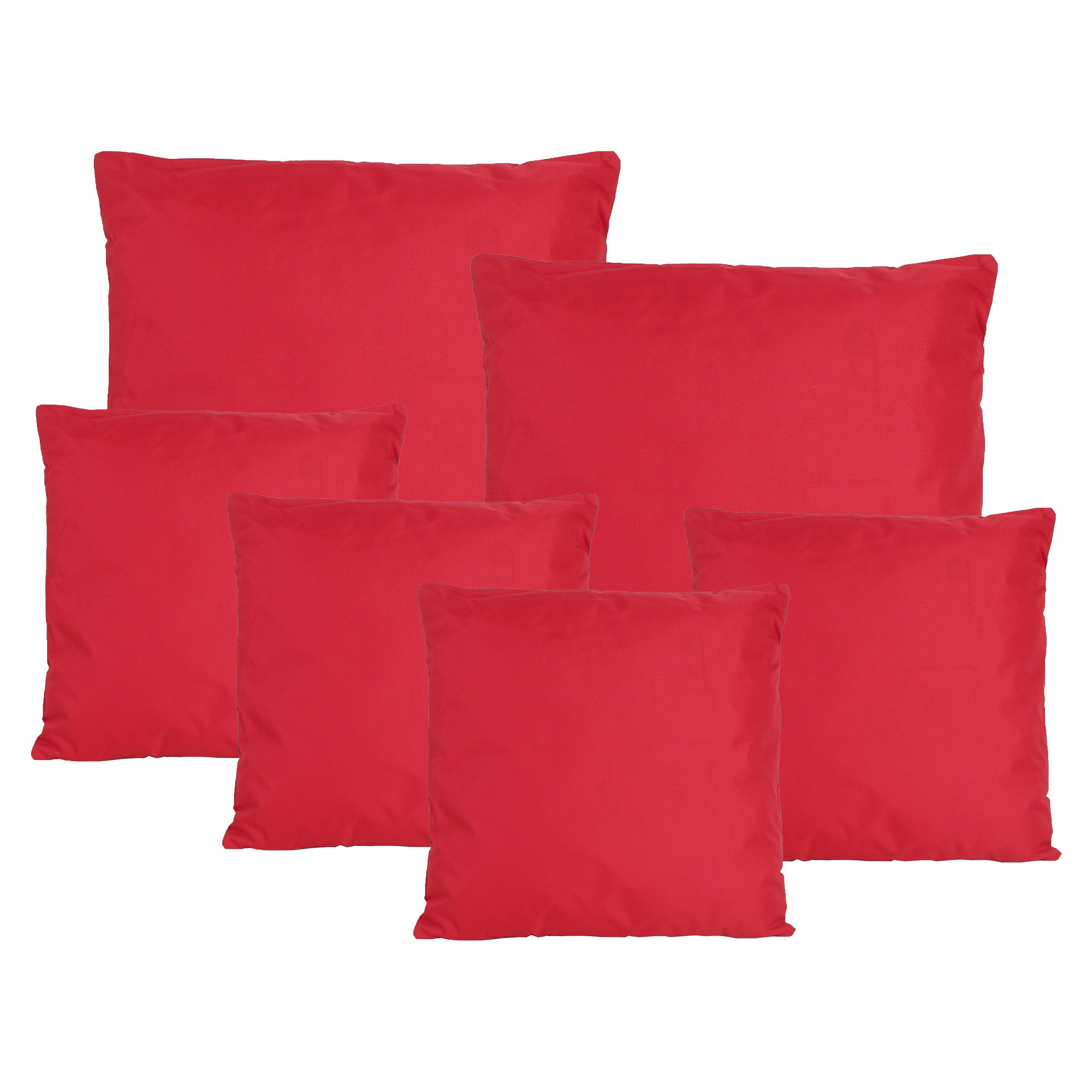 Bank-tuin kussens set binnen-buiten 6x stuks rood In 2 formaten