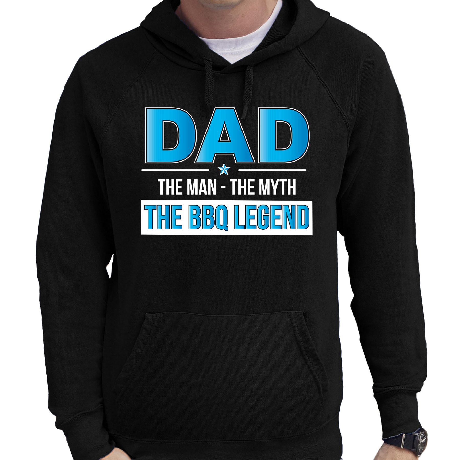 Barbecue cadeau hoodie the bbq legend zwart voor heren bbq hooded sweater
