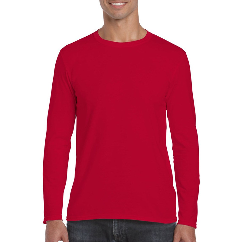 Basic heren t-shirt rood met lange mouwen