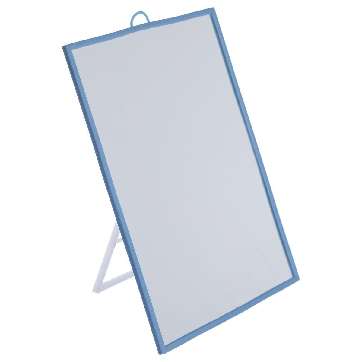 Basic make-up spiegel-scheerspiegel op standaard kunststof 18 x 24 cm blauw