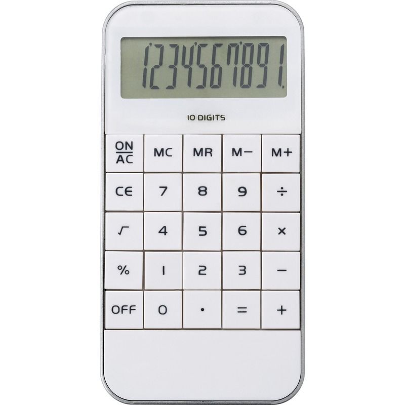 Basic rekenmachine-calculator wit 12 cm