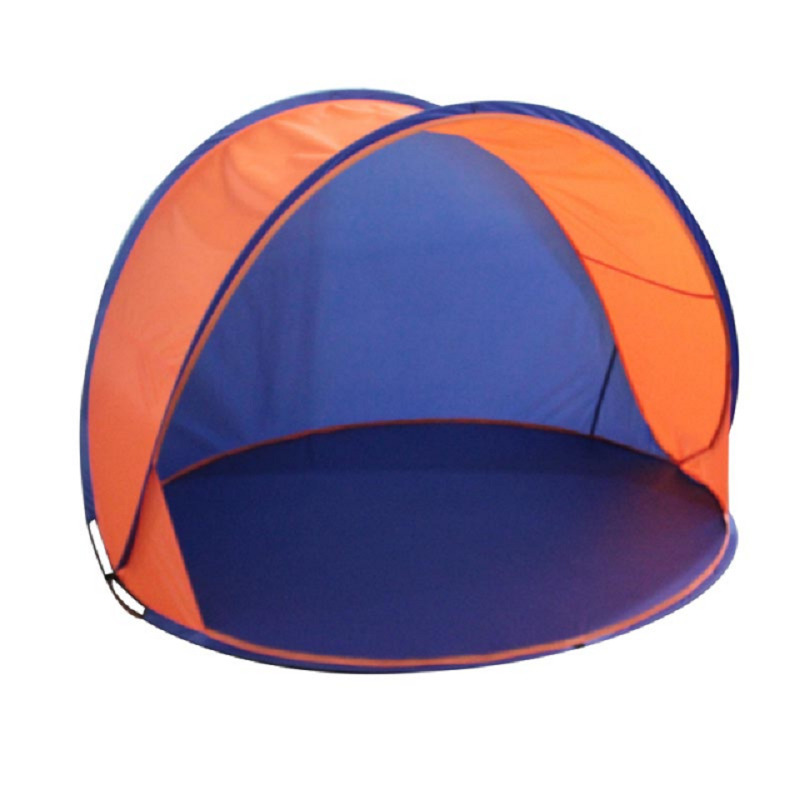 Beachshelter pop-up strandtent-windscherm blauw-oranje 150 x 80 cm