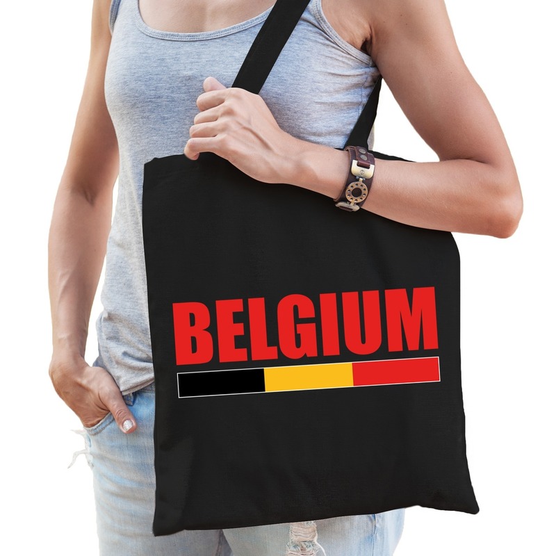 Belgie supporter schoudertas Belgium zwart katoen