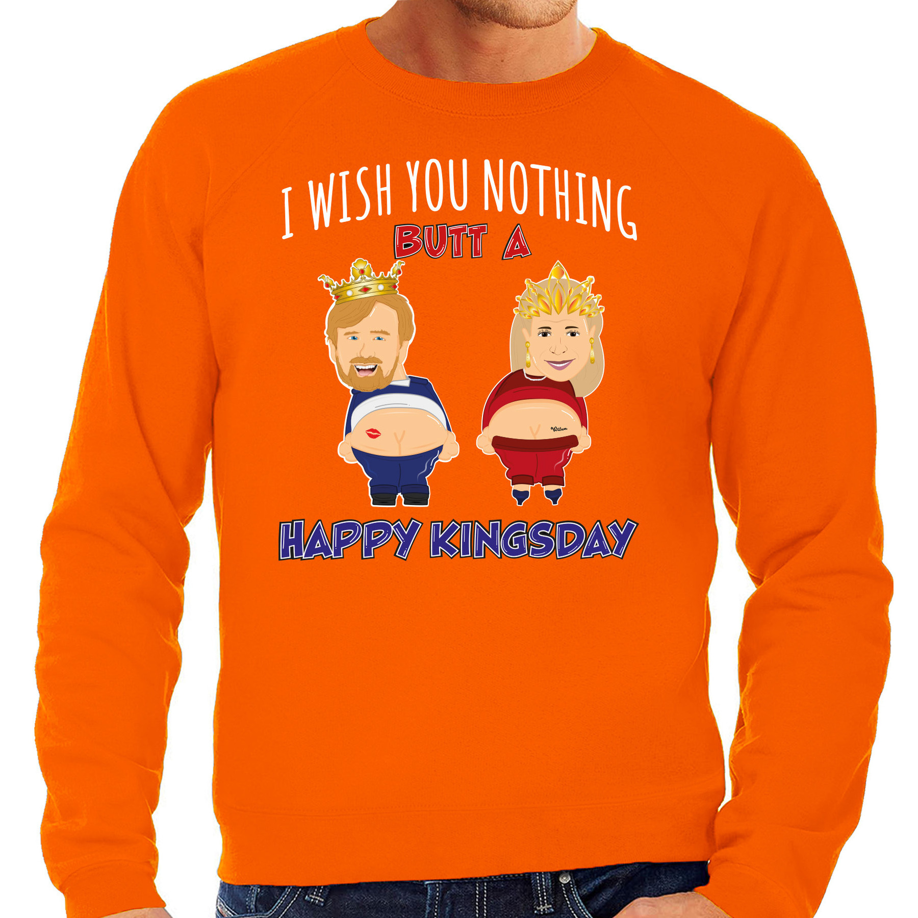 Bellatio Decorations Koningsdag sweater voor heren Happy Kings day oranje oranje feestkleding