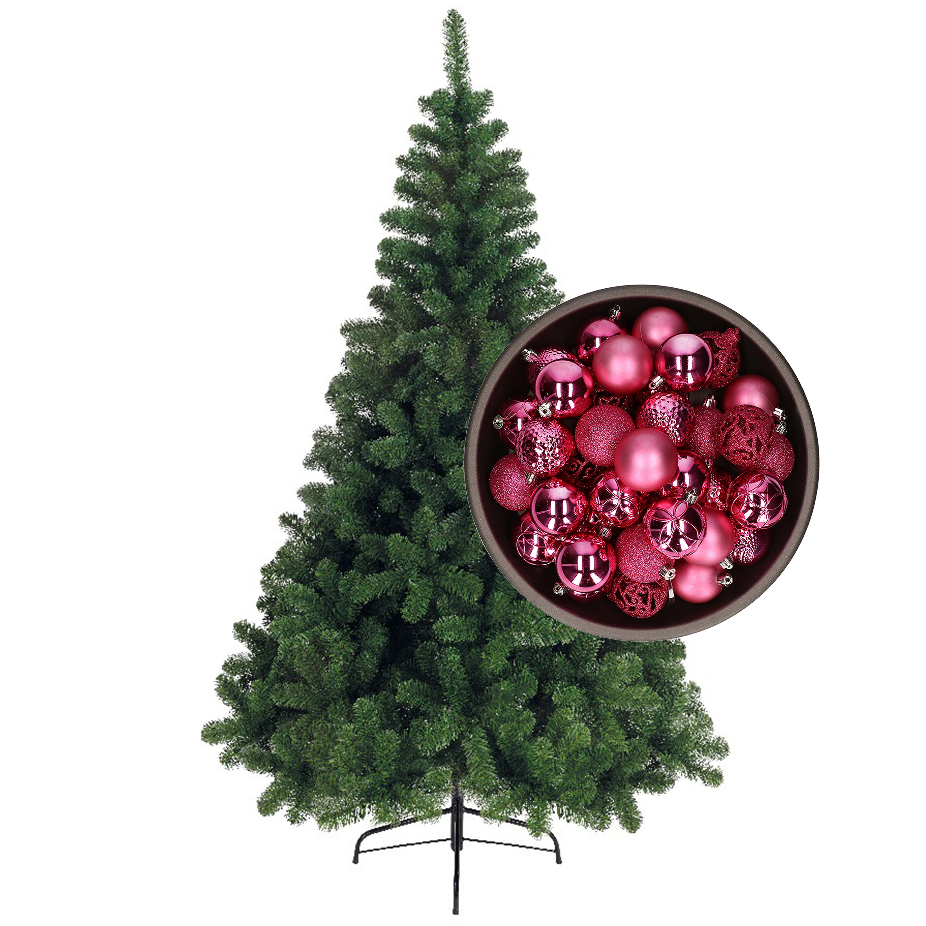 Bellatio Decorations kunst kerstboom 120 cm met kerstballen fuchsia roze