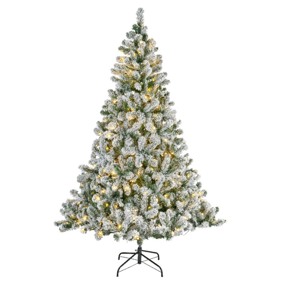 Bellatio Decorations kunst kerstboom 210 cm sneeuw en verlichting