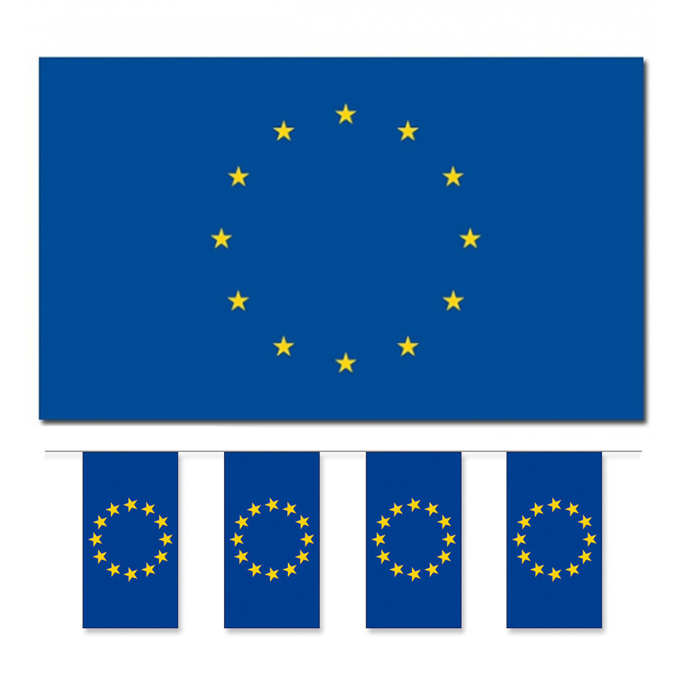 Bellatio Decorations Vlaggen versiering set Europa Vlag 90 x 150 cm en vlaggenlijn 5 meter