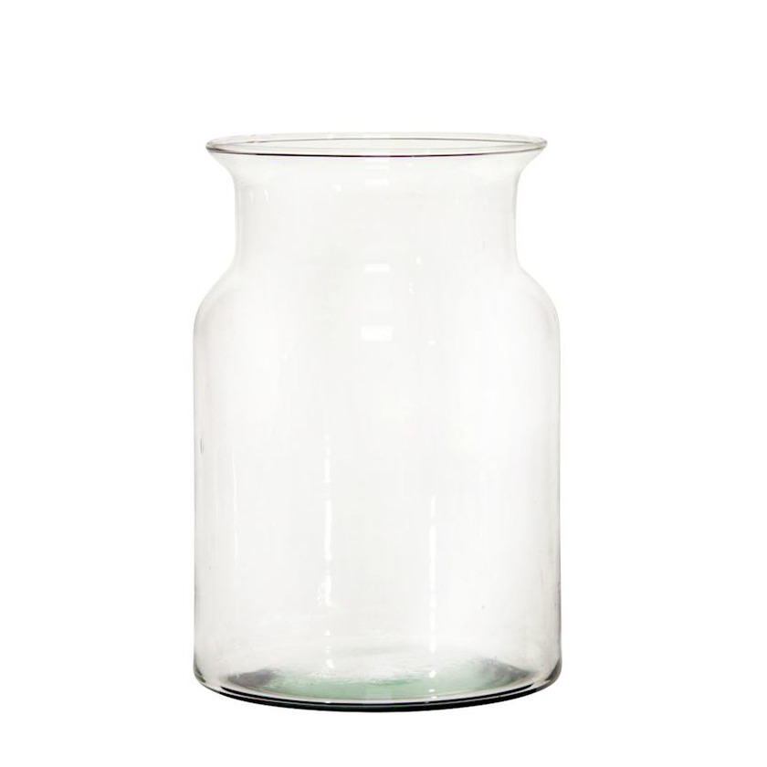 Bellatio Design grote ronde bloemenvaas Cartagena helder transparant glas 40 x 19 cm