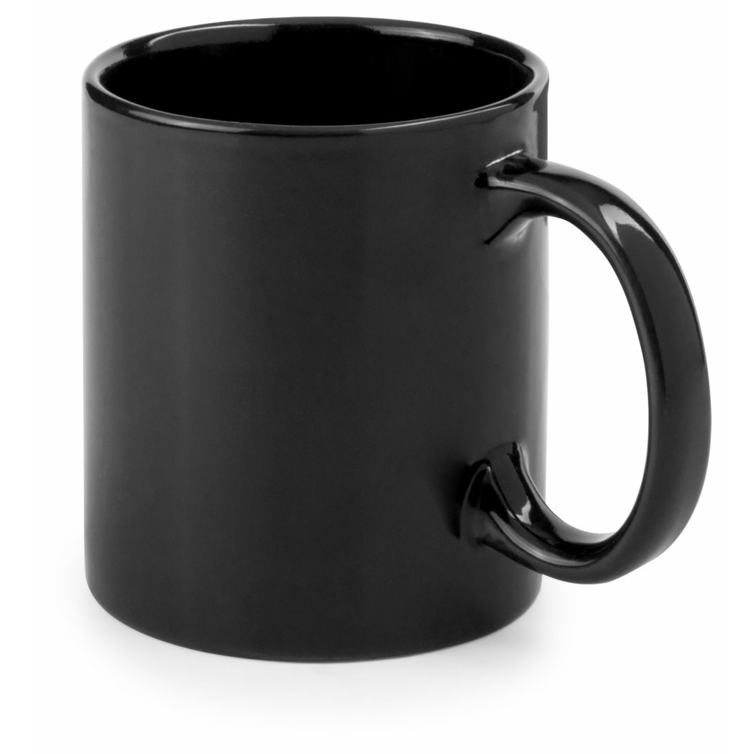 Bellatio Design Koffie mokken-bekers 1x keramiek glans met oor zwart 370 ml