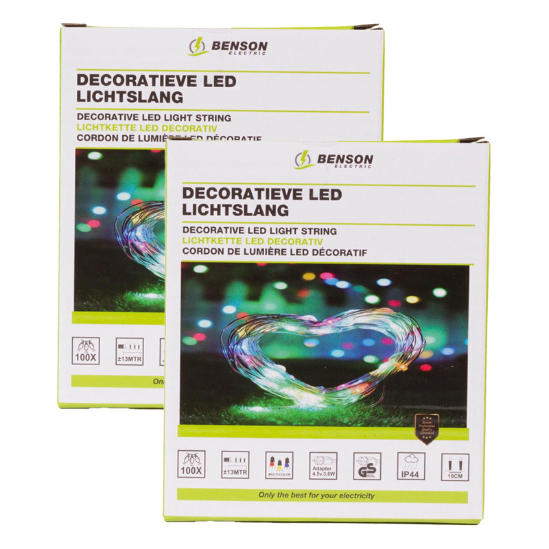 Benson Lichtsnoer 2x LED multicolor waterdicht 13M lichtslang-feestversiering
