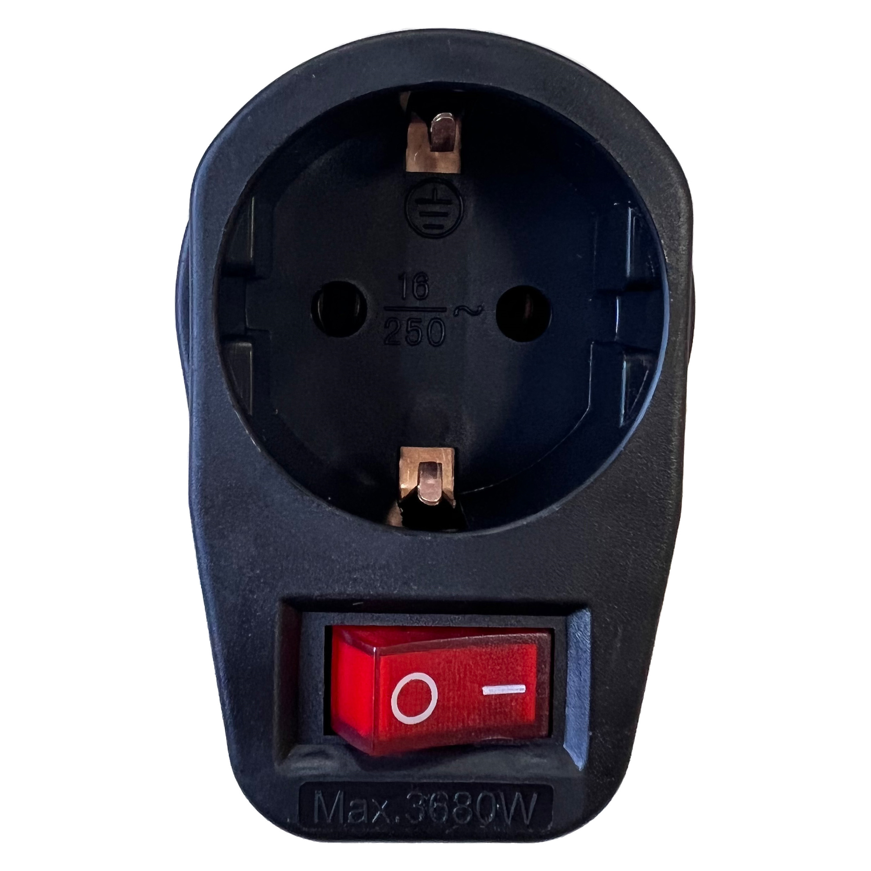 Benson Stopcontact adapter zwart met randaarde en schakelaar