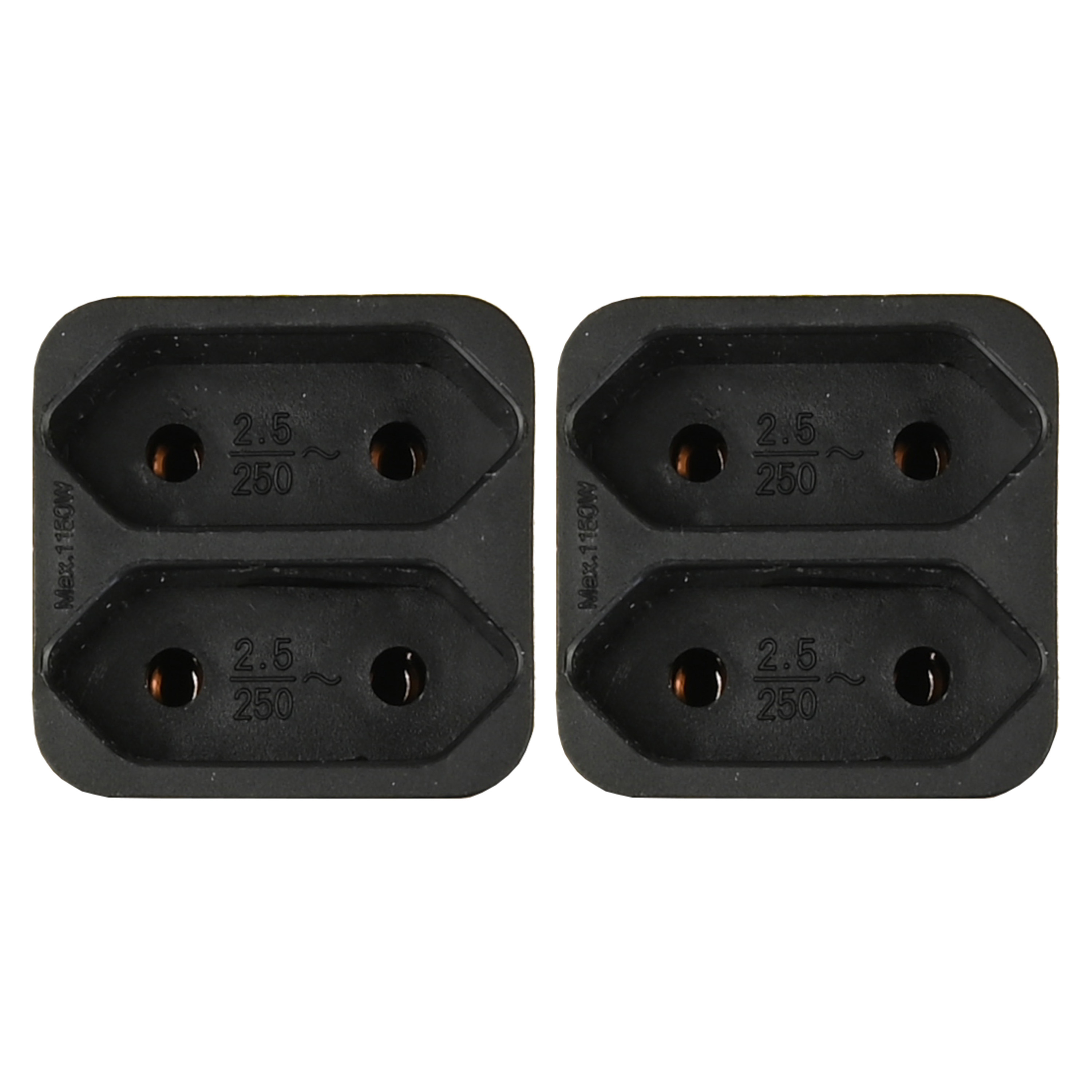 Benson Stopcontact splitter 2x duo zwart voor 2 platte stekkers