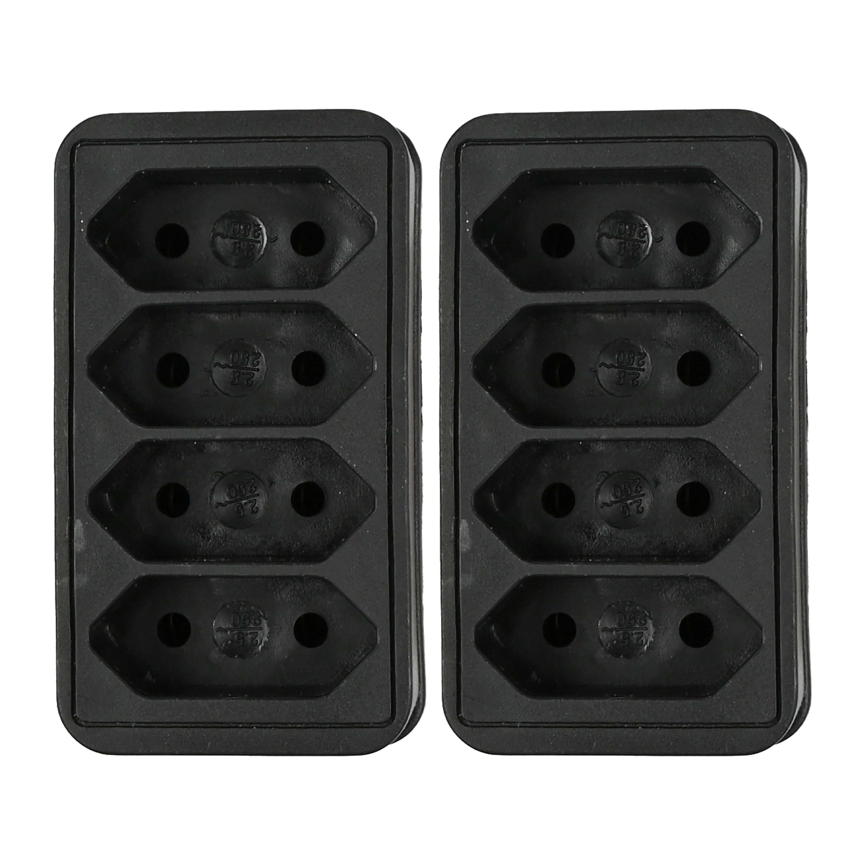Benson Stopcontact splitter 2x quattro zwart voor 4 platte stekkers