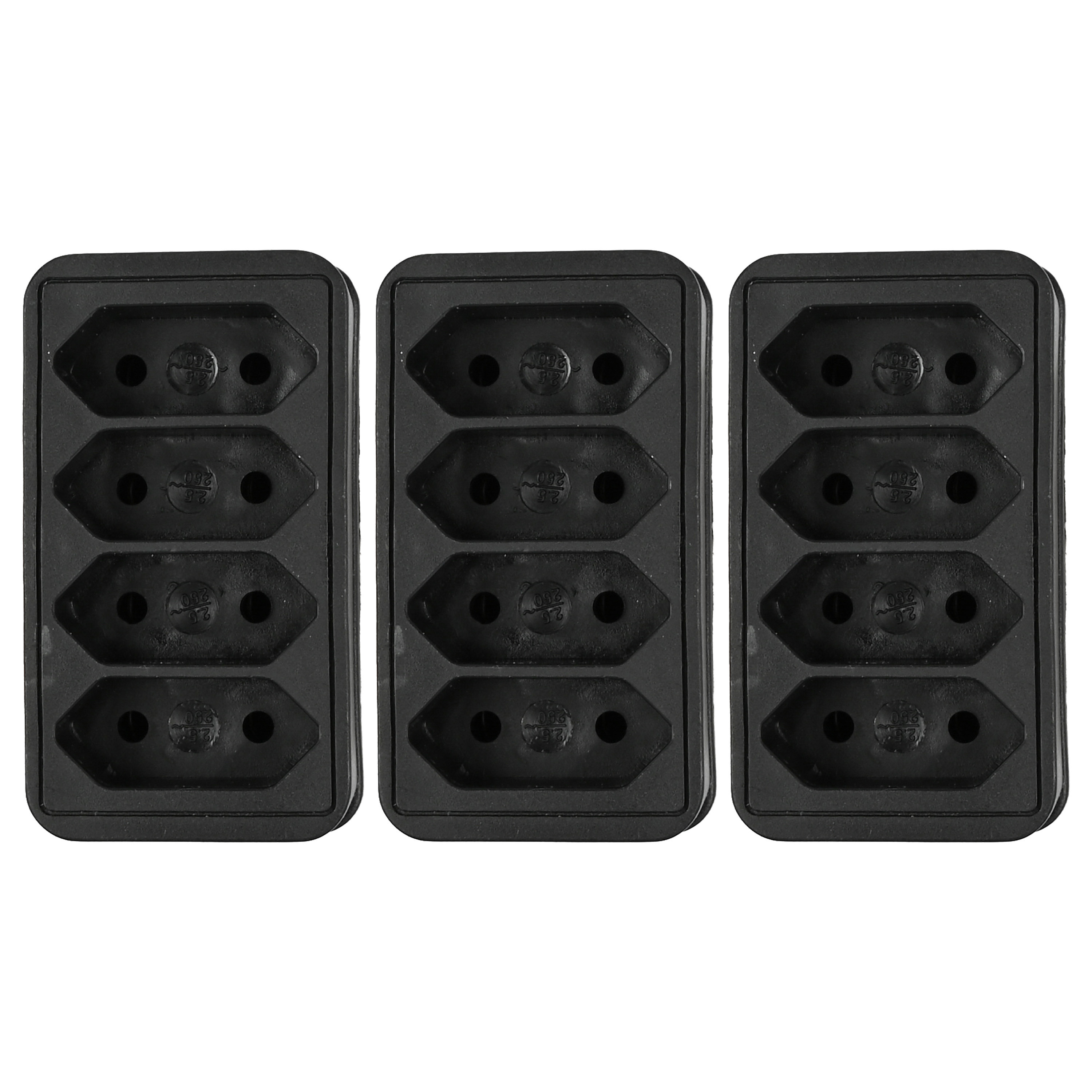 Benson Stopcontact splitter 3x quattro zwart voor 4 platte stekkers