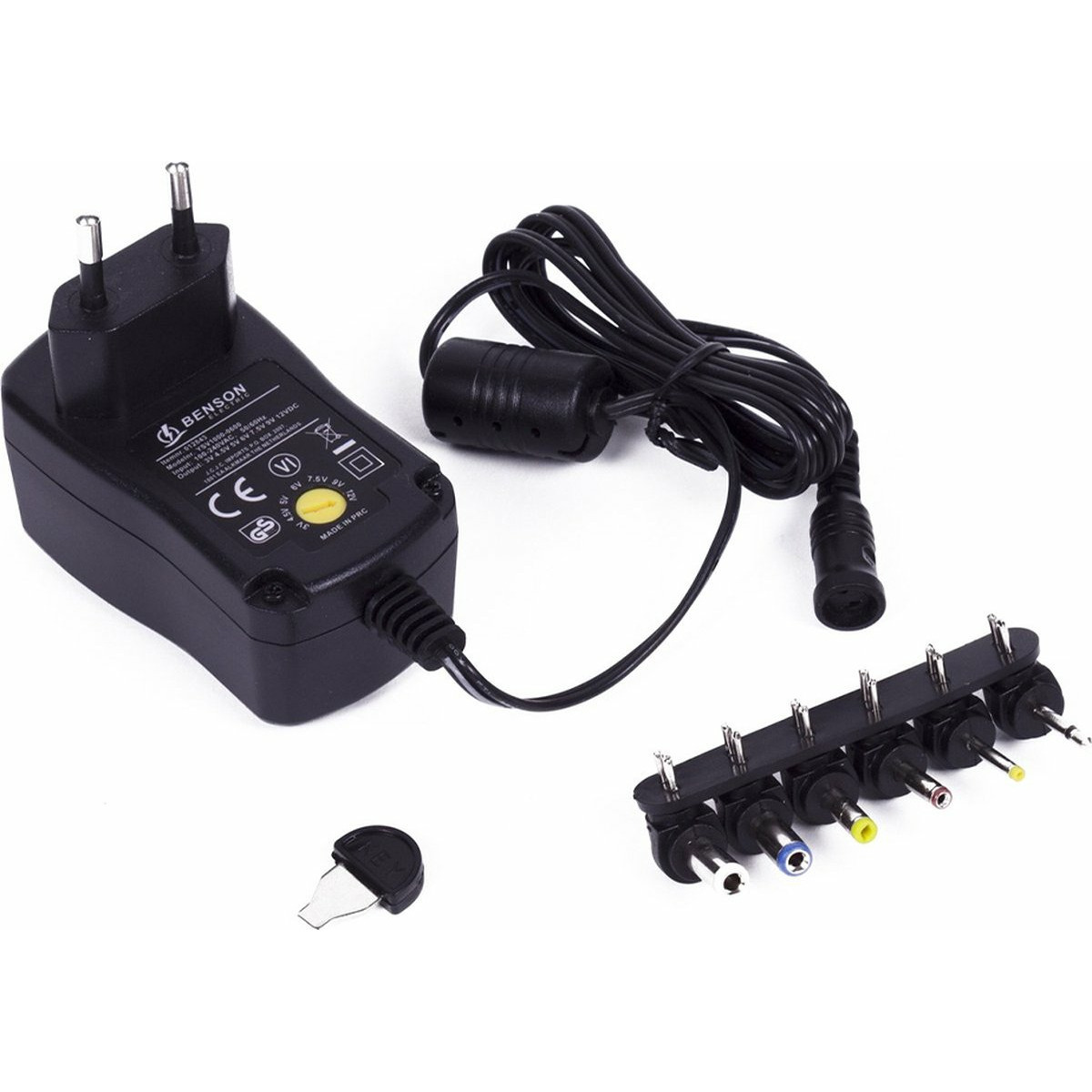 Benson Stroom adapter universele 1000mA 230V 3-12 Volt AC-DC Zwart