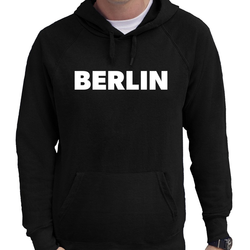 Berlijn hooded sweater zwart met Berlin bedrukking voor heren